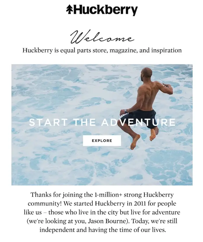 Welcome Email Huckberry