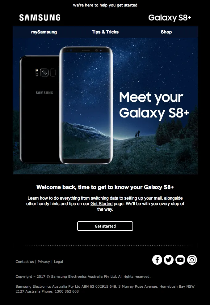 get started with your new galaxy s8