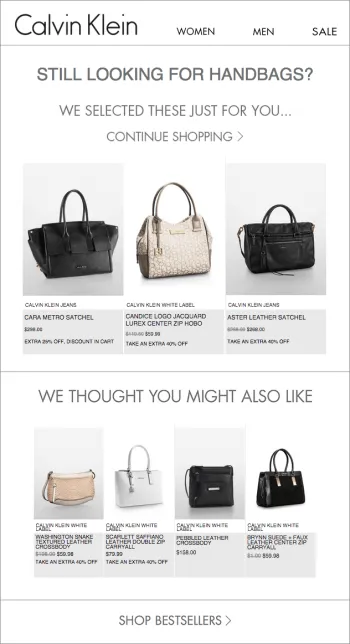 Calvin Klein site search abandonment email 1